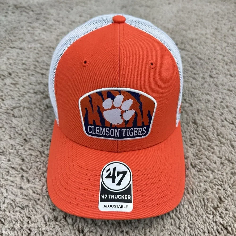 Clemson Tigers Hat '47 Brand Trucker Snapback Orange‎ Factor White Mesh Cap NWT